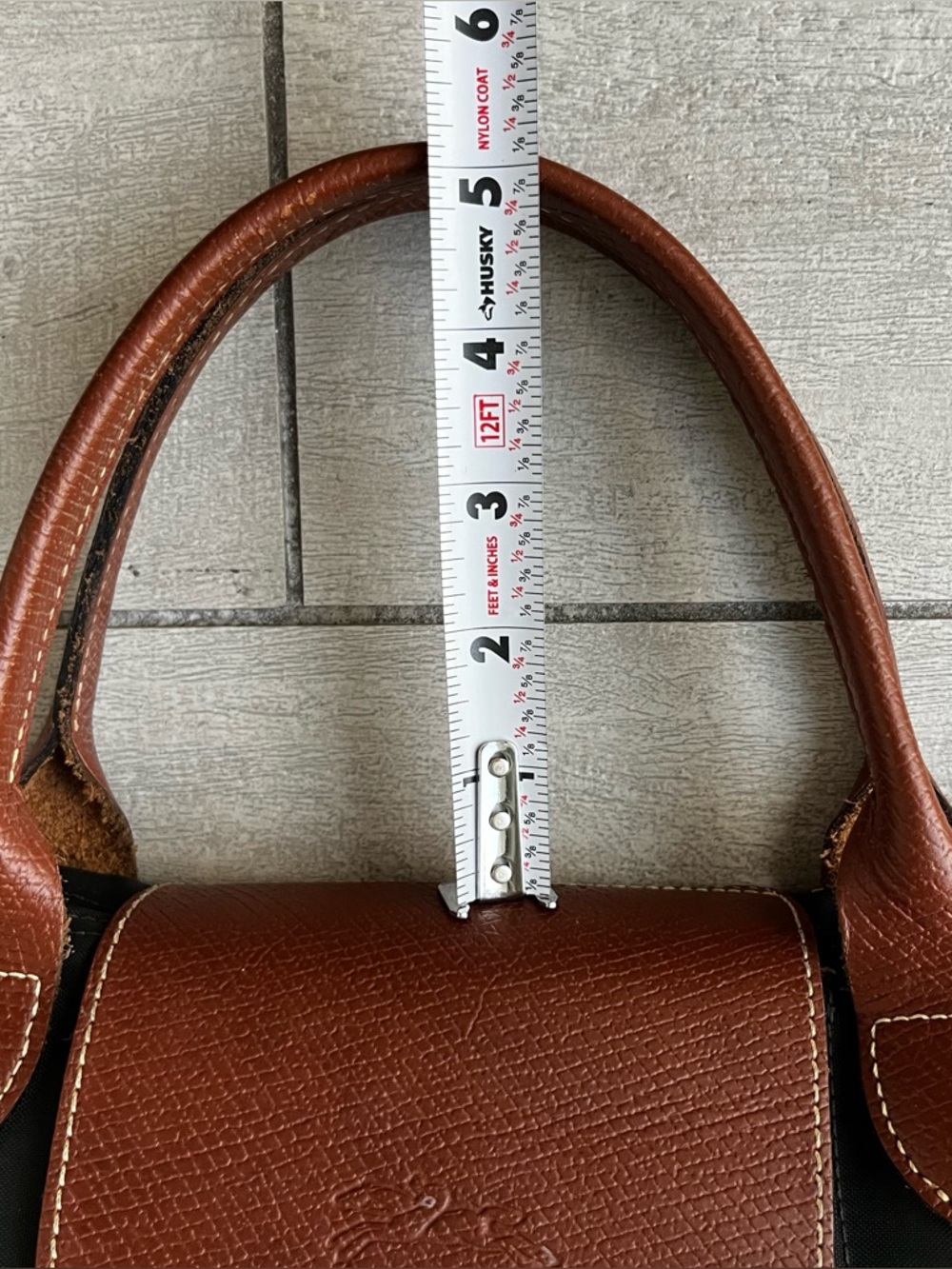 Longchamp Le Pliage "M" Top Handle Tote Handbag Gun Metal Gray Modele Depose - Picture 11 of 16
